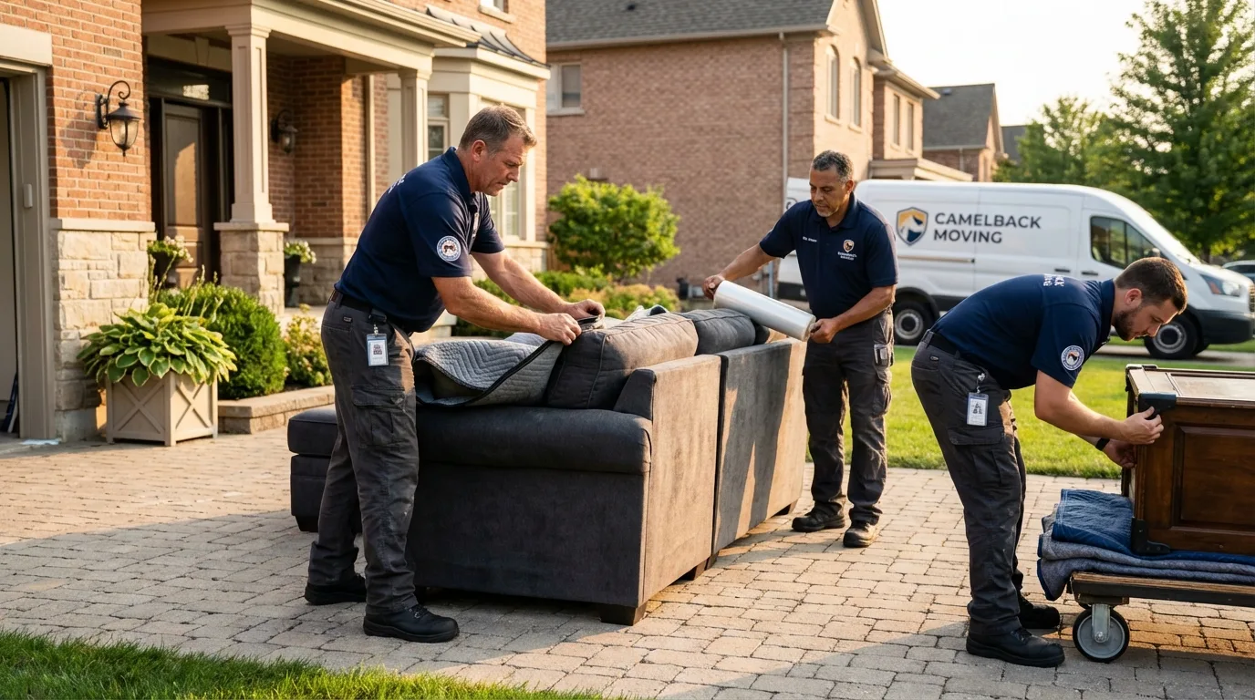 Large estate moving crew wrapping furniture in Livermore, CA