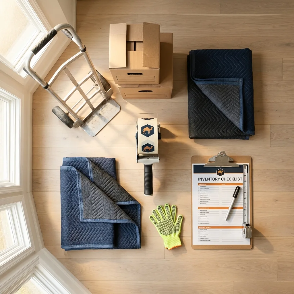 Professional moving supplies and packing materials layout for Livermore residential relocations